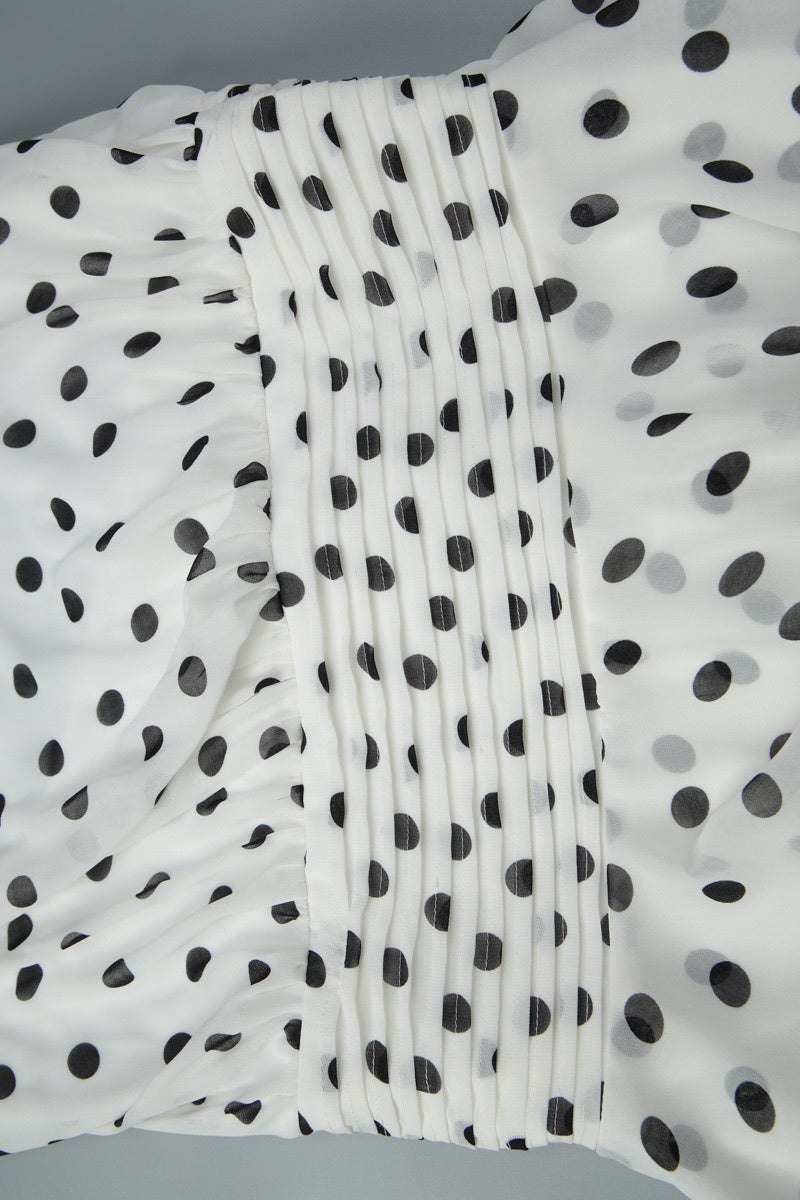 White Polka Dot Halter Backless A Line Mini Dress
