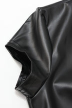 Faux Leather Keyhole Zip Front Crop Top