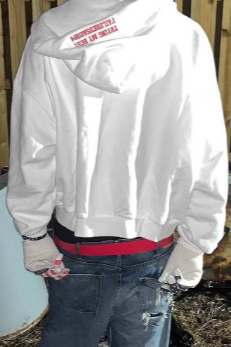 Cotton Applique Letter Graphic Thick Hoodie