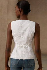 V Neck Single Breated Vintage Waistcoat Tank Top