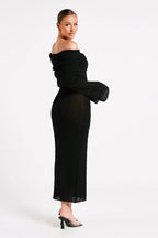 Off Shoulder One Shoulder Knit Sweater Dress