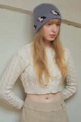 Rabbit Wool Blend Jacquard Knit Hat