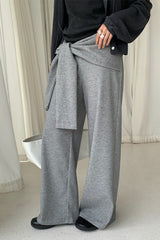 Casual Tie Patchwork Relaxed Straight Pants