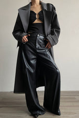 Oversized Lapel Midi Trench Overcoat
