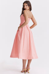 Solid Sexy Backless Spaghetti Strap Swing Prom Dress