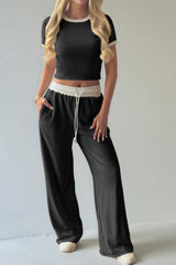 Colorblock Layering Tank Top Wide Leg Pants Set