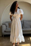 V-Neck Tie Waist Short Sleeve Boho Dress