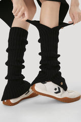 Button Knit Foldover Leg Warmers