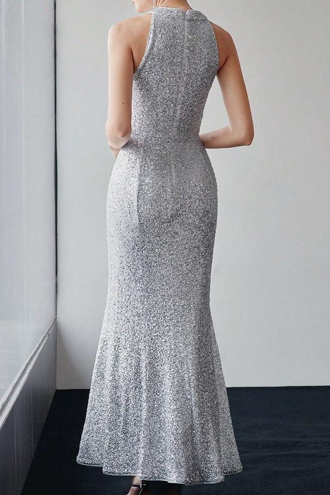 Halter Sequin Mermaid Maxi Dress Secondary image