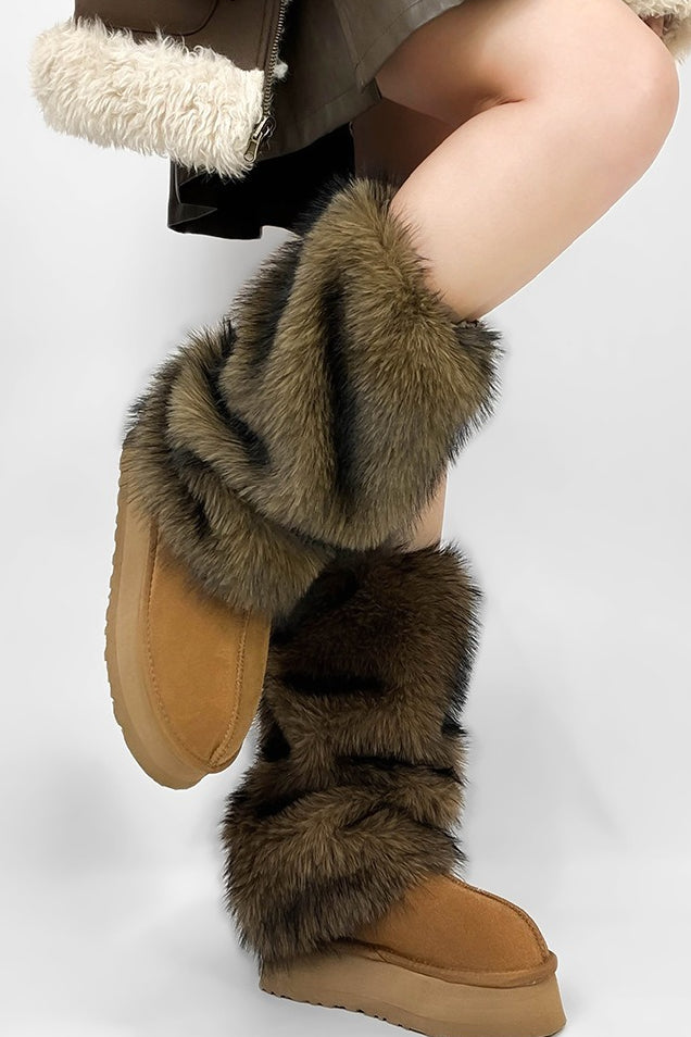 Raccoon Faux Fur Mid Calf Boot Cuffs Main image