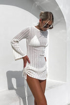 Cutout Round Neck Backless Boho Dress
