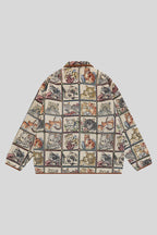 Vintage Cat Jacquard Button Up Jacket