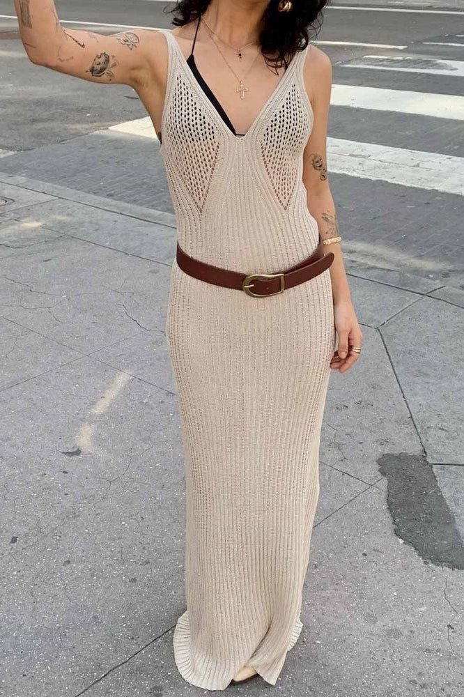 Hollow Sheer Knit Maxi Vacation Dress Secondary image