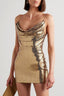 Gold Sequin Cowl Back Cocktail Dress