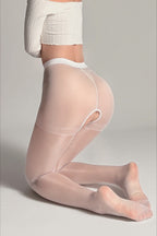 Pearl Shine Sheer Open Crotch Tights