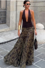 Vintage Paisley Print Slim Fit Maxi Skirt