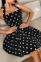 Halter Polka Dot A Line Mini Dress