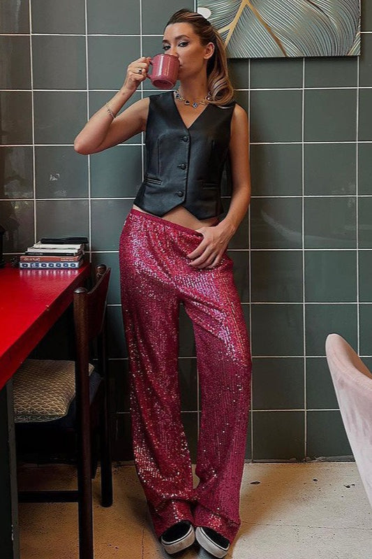 Casual Sequin Wide Leg Loose Pants Main image