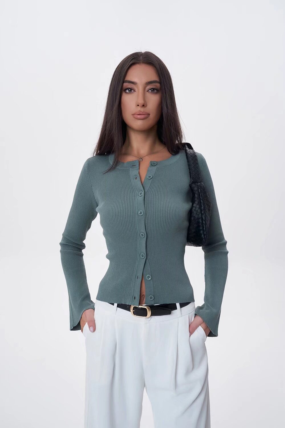 Flare Sleeve Button Cardigan