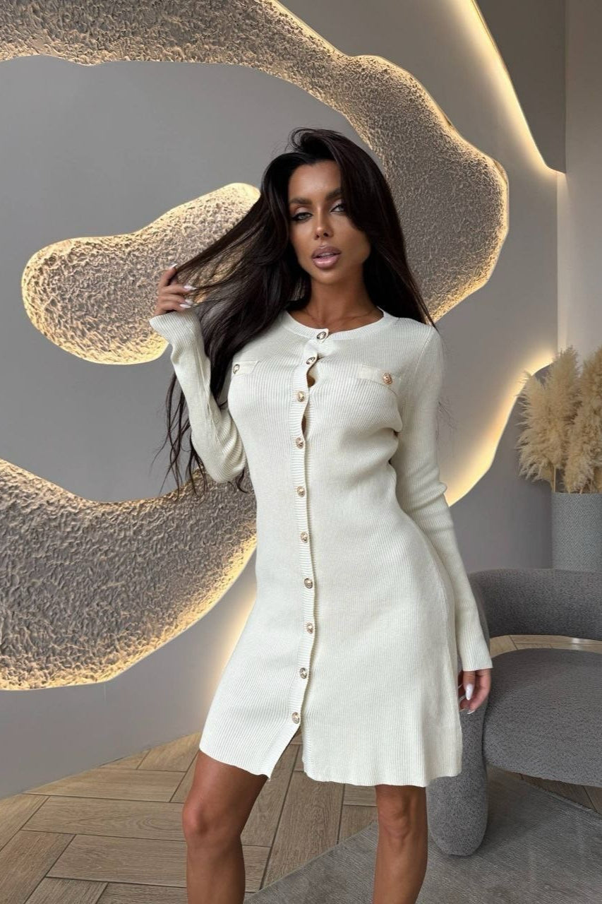 Single-Breasted Cardigan Fitted Knit Sweater Dress Secondary image
