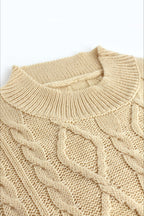 Long Sleeve Cable Knit Backless Sweater Dress