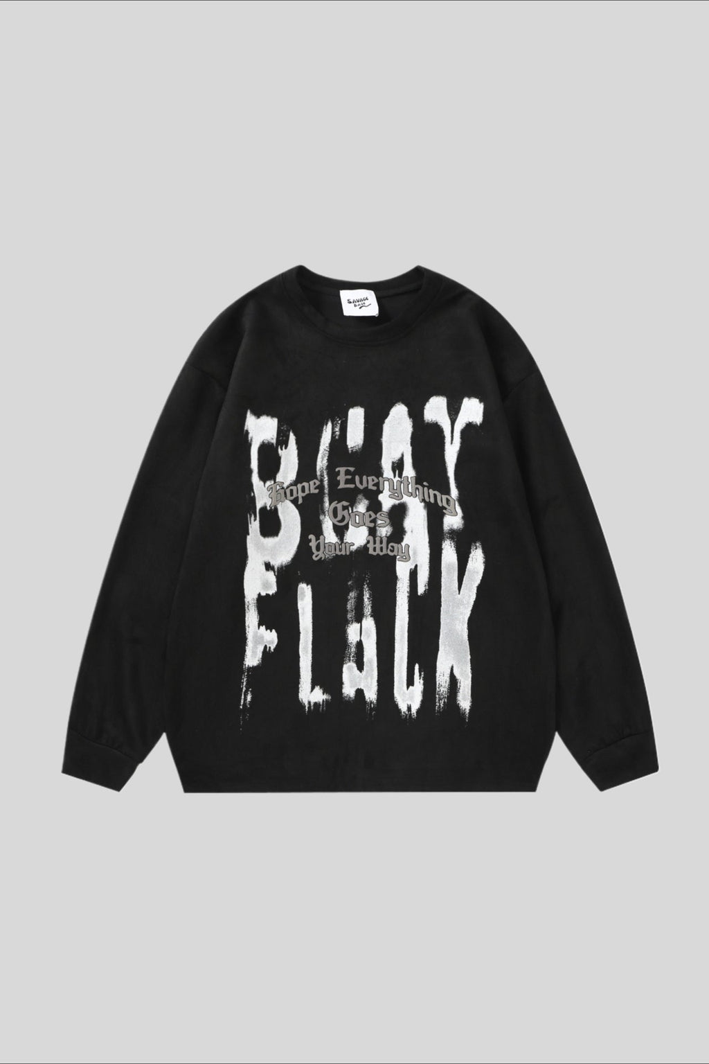 Distressed Typography Washed Oversized Crew Neck Sweatshirt