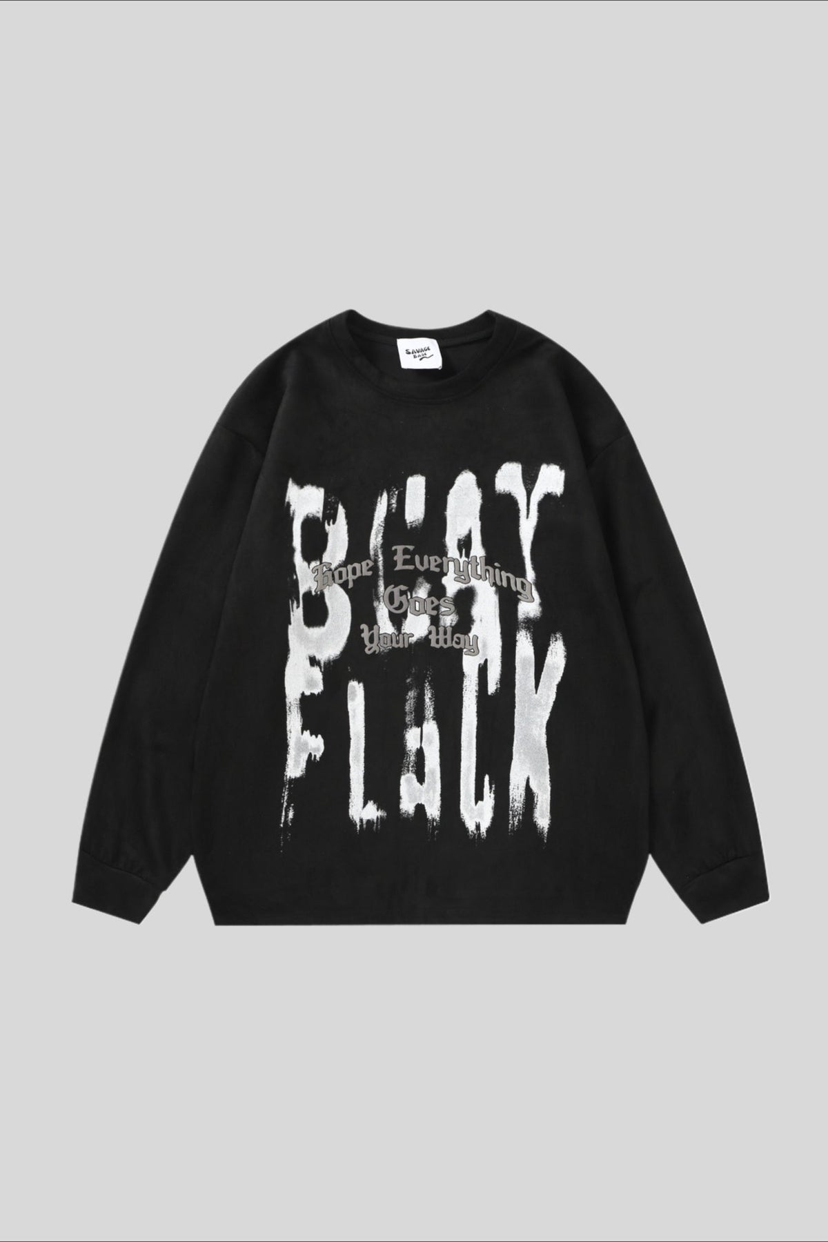 Distressed Typography Washed Oversized Crew Neck Sweatshirt
