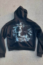 Washed Graphic Cropped Hoodie