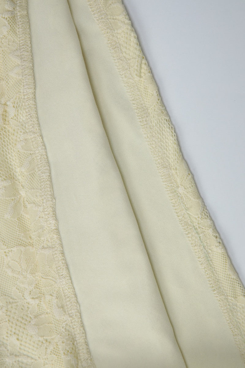 Beige Lace Patchwork U Neck Cami