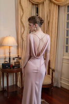 Solid Satin Evening Maxi Dress