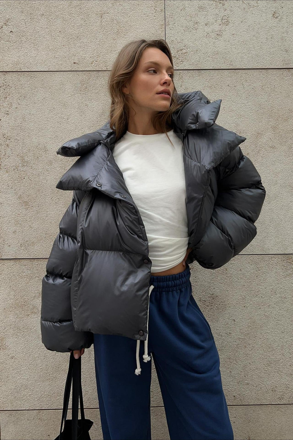 Short Hooded Puffer Jacket S / Black