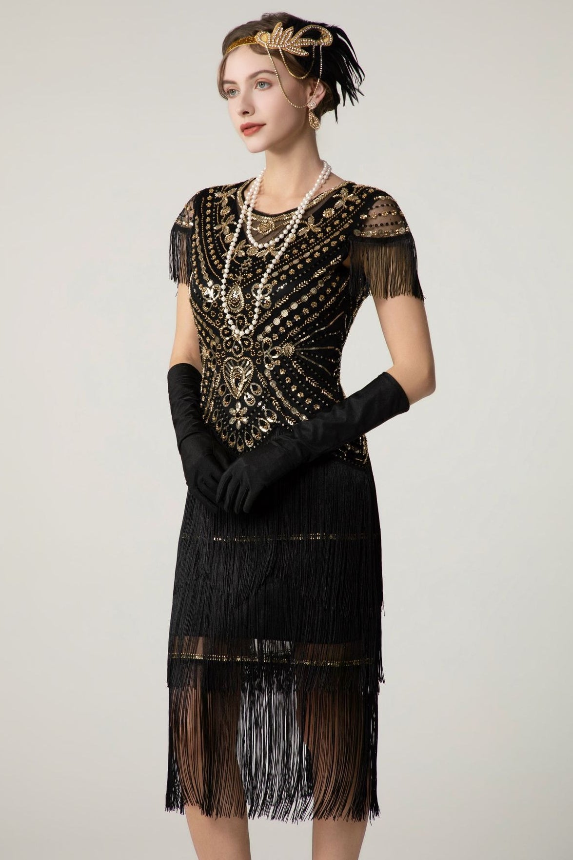 Sequin Short Sleeve Fringe Boho Dress Secondary image