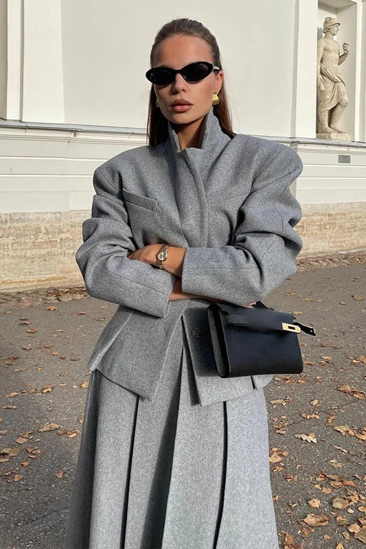 Fitted Cropped Blazer Long A Line Skirt Set Secondary image