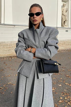 Fitted Cropped Blazer Long A Line Skirt Set