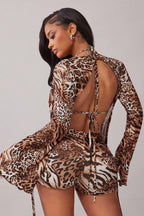Artistic Print Tie Mesh Three Piece Swim Set