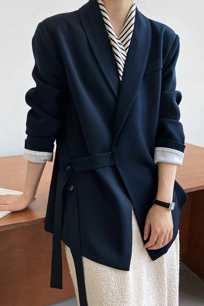 Fashionable Draped Apple Collar Blazer Secondary image