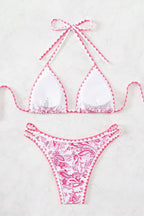 Halter Tie Back Paisley Print Bikini Set