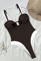 Colorblock U Neck Slim Fit One Piece Swimwear