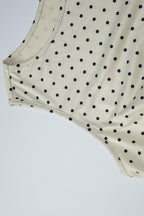 Beige Polka Dot Waist Tie Tank Top