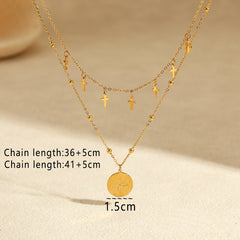 Vintage Double Strand Cross Pendant Necklace