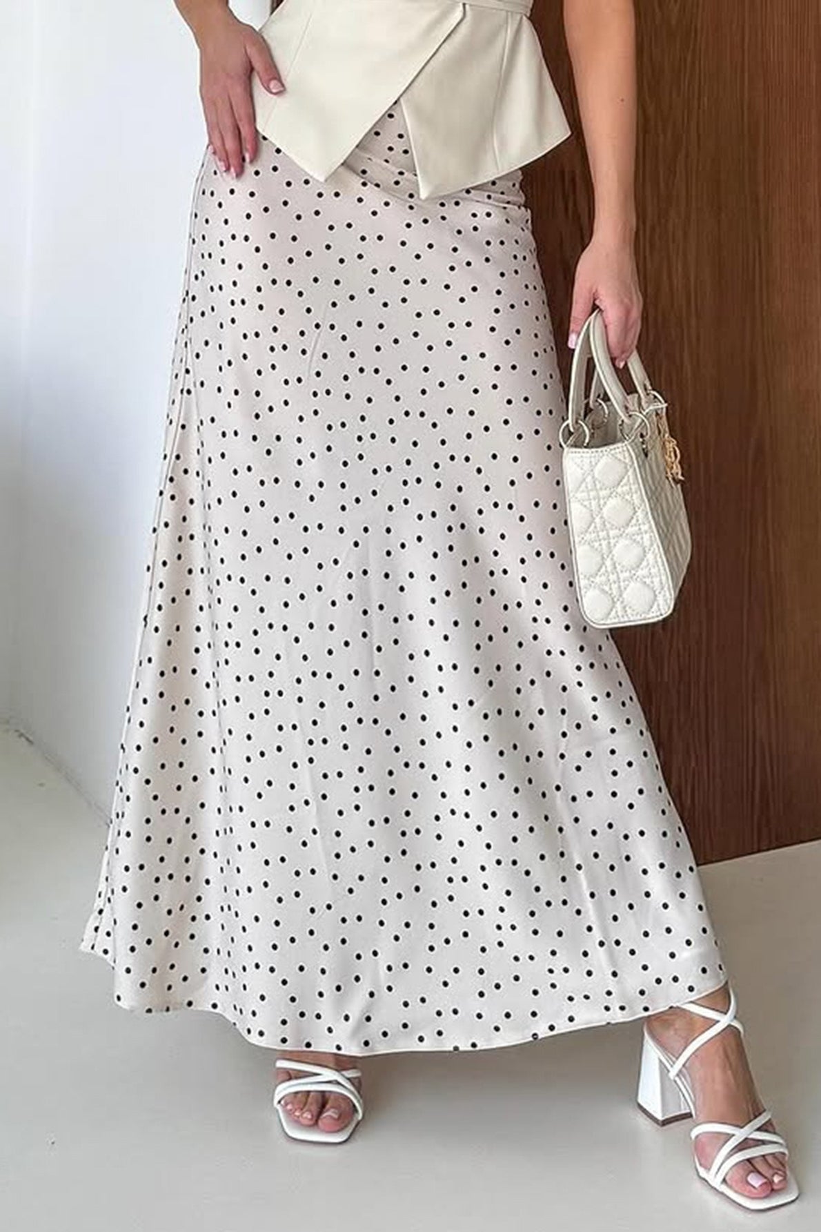 Elegant Satin Polka Dot Mermaid Maxi Skirt Secondary image