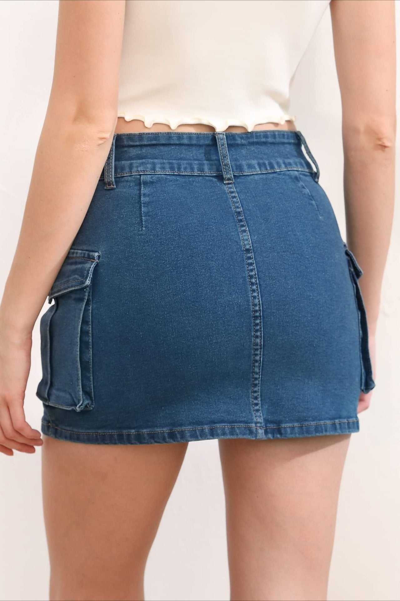 Street Style Solid Low-Waist Bodycon Skirt