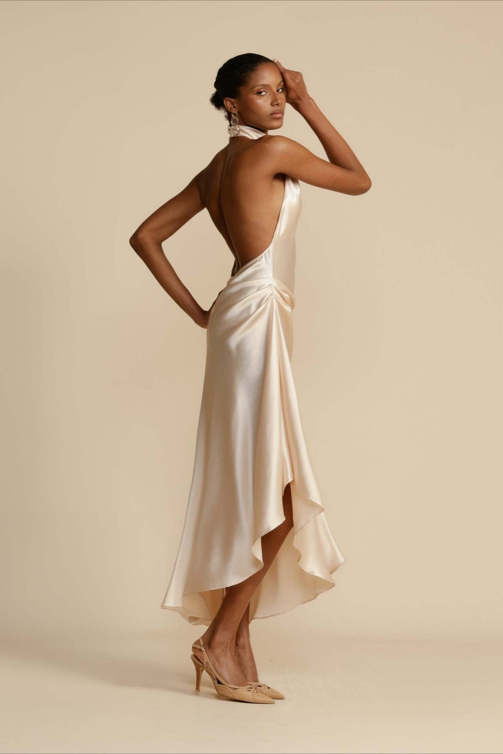 Elegant Satin Slit Backless Party Dress