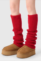 Textured Knit Bell Bottom Long Leg Warmers