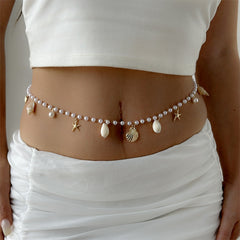 Starfish Shell Faux Pearl Waist Chain