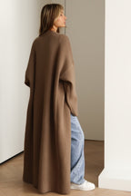 Draped Open Front Knit Overcoat