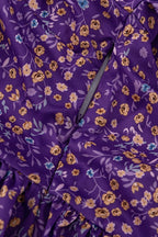 Doll Collar Short Sleeve Tie Waist Maxi Floral Dress