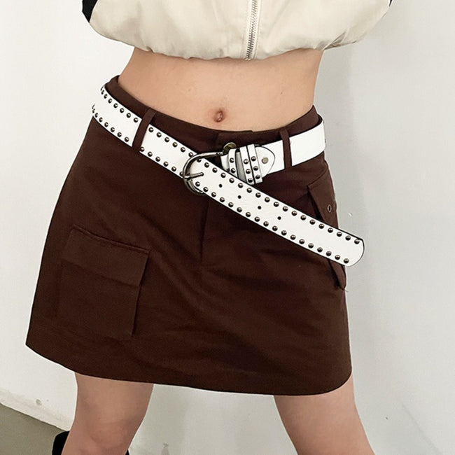 Y2K Punk Studded Wide Leather Belt Main image