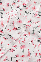 V Neck Tie Waist Short Sleeve Shirt Floral Dress