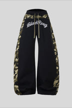 Camo Panel Wide Leg Sweatpants